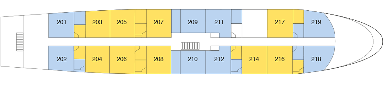 A plan view of the David Roberts Bell Deck on the Lord of the Glens cruise ship