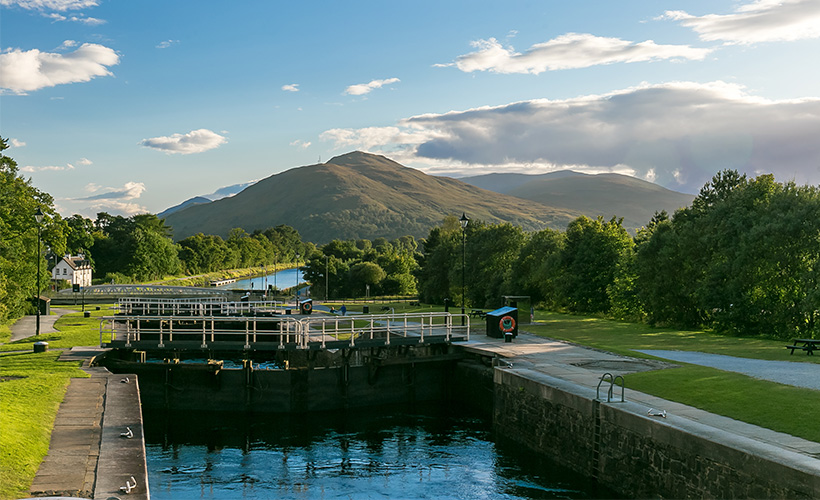 The Caledonian Canal on a sunny day
